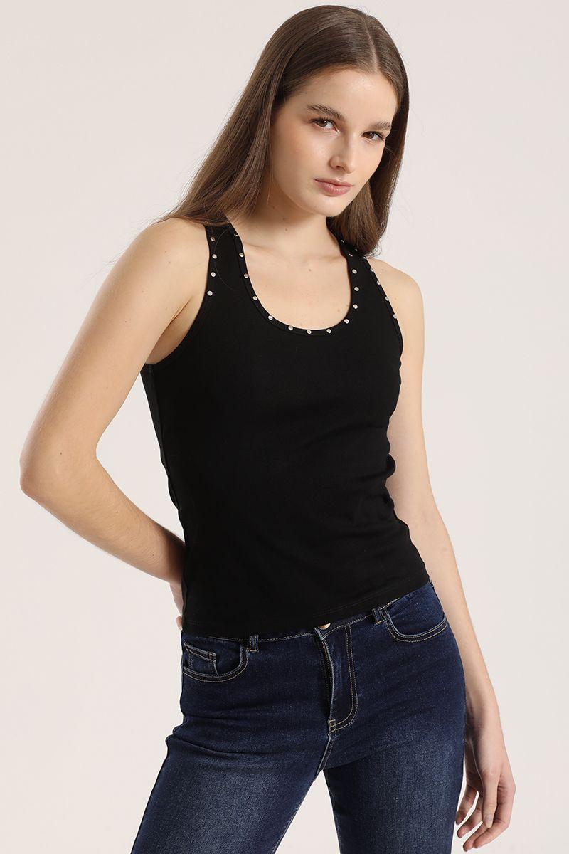 Top con tachas Liola mujer negro-4