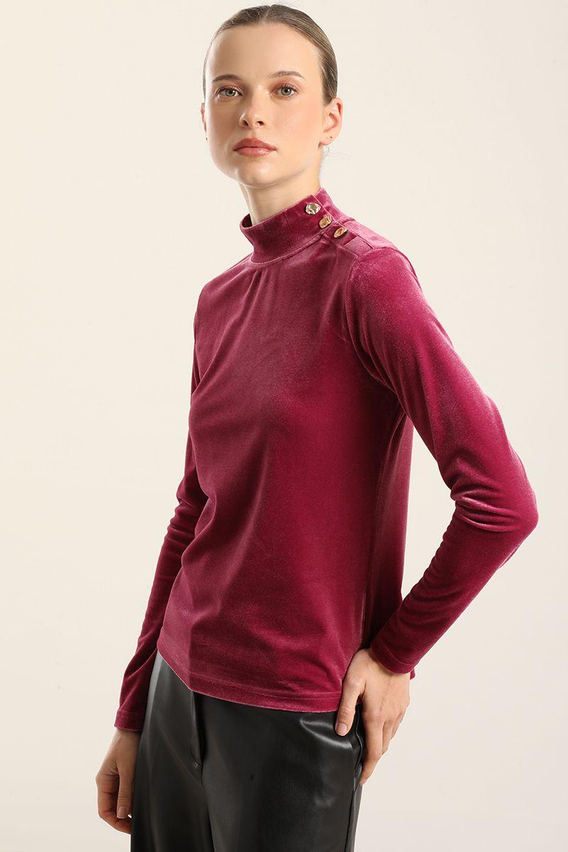 Top Velvet, Botones Fantasia, Fucsia Liola-0