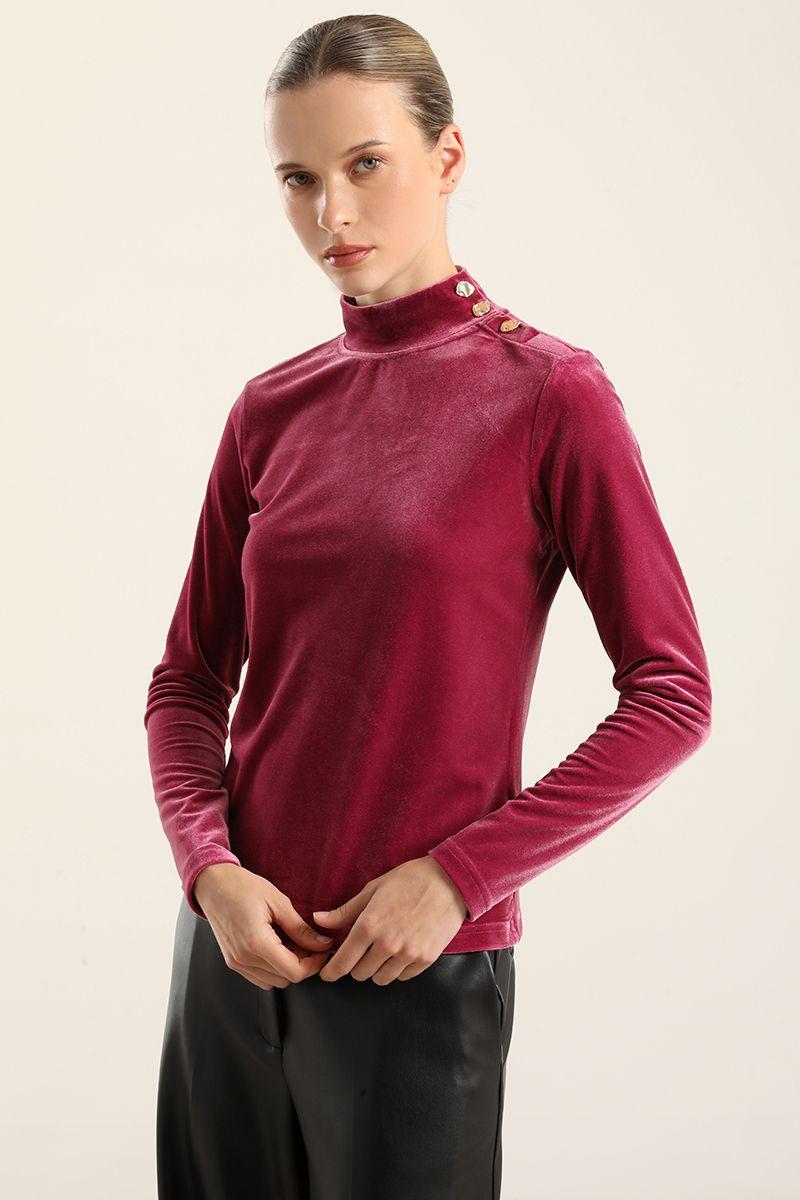 Top Velvet, Botones Fantasia, Fucsia Liola-3