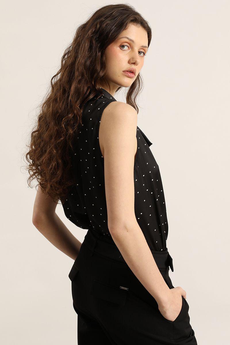 Top drapeado lunares, negro Liola-3