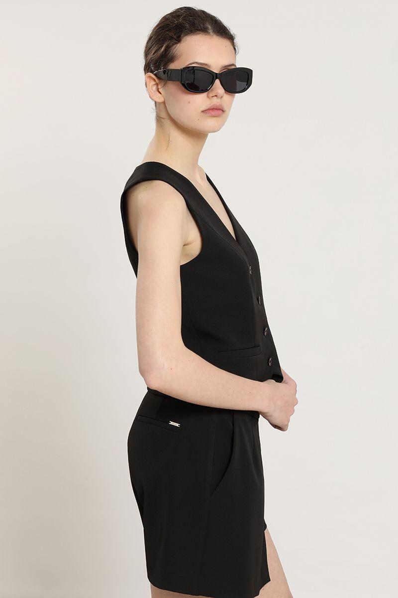 Falda short asimetrica, negro Liola-2