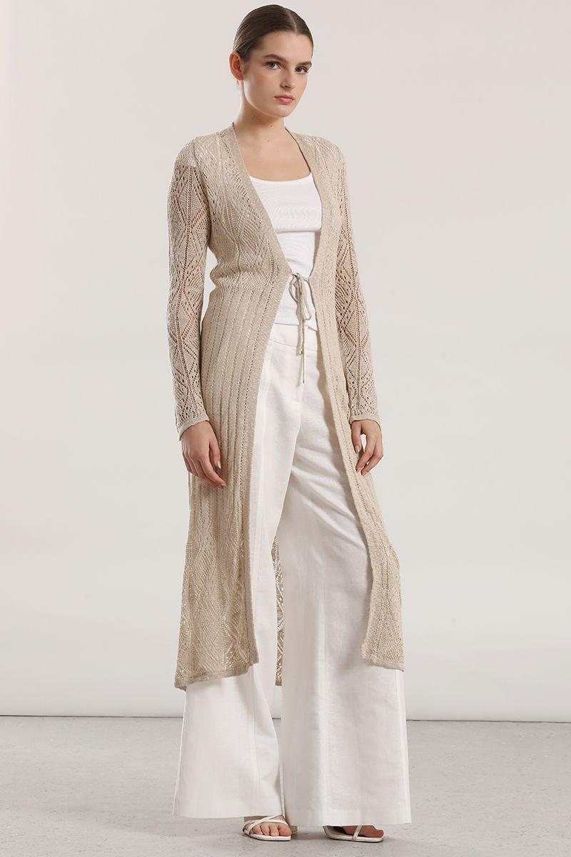 Tapado midi tejido mujer Liola beige-0