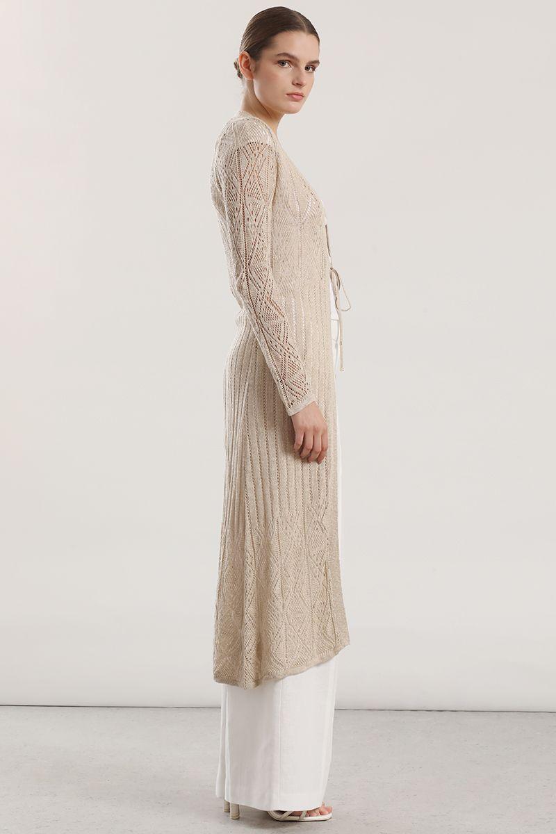 Tapado midi tejido mujer Liola beige-1