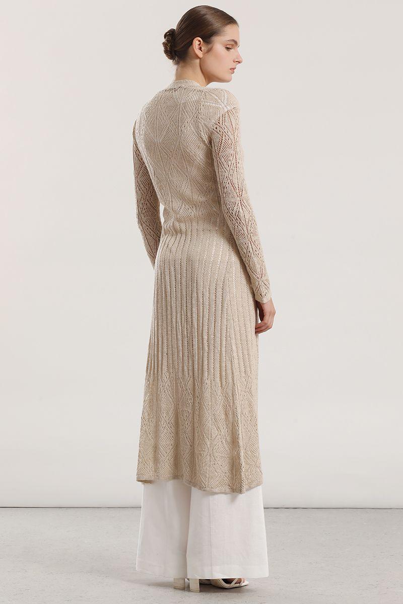 Tapado midi tejido mujer Liola beige-2