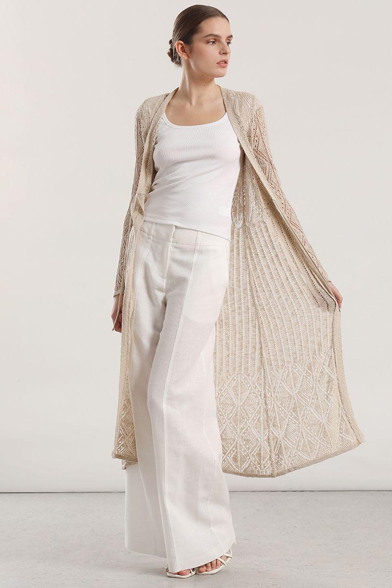 Tapado midi tejido mujer Liola beige-3