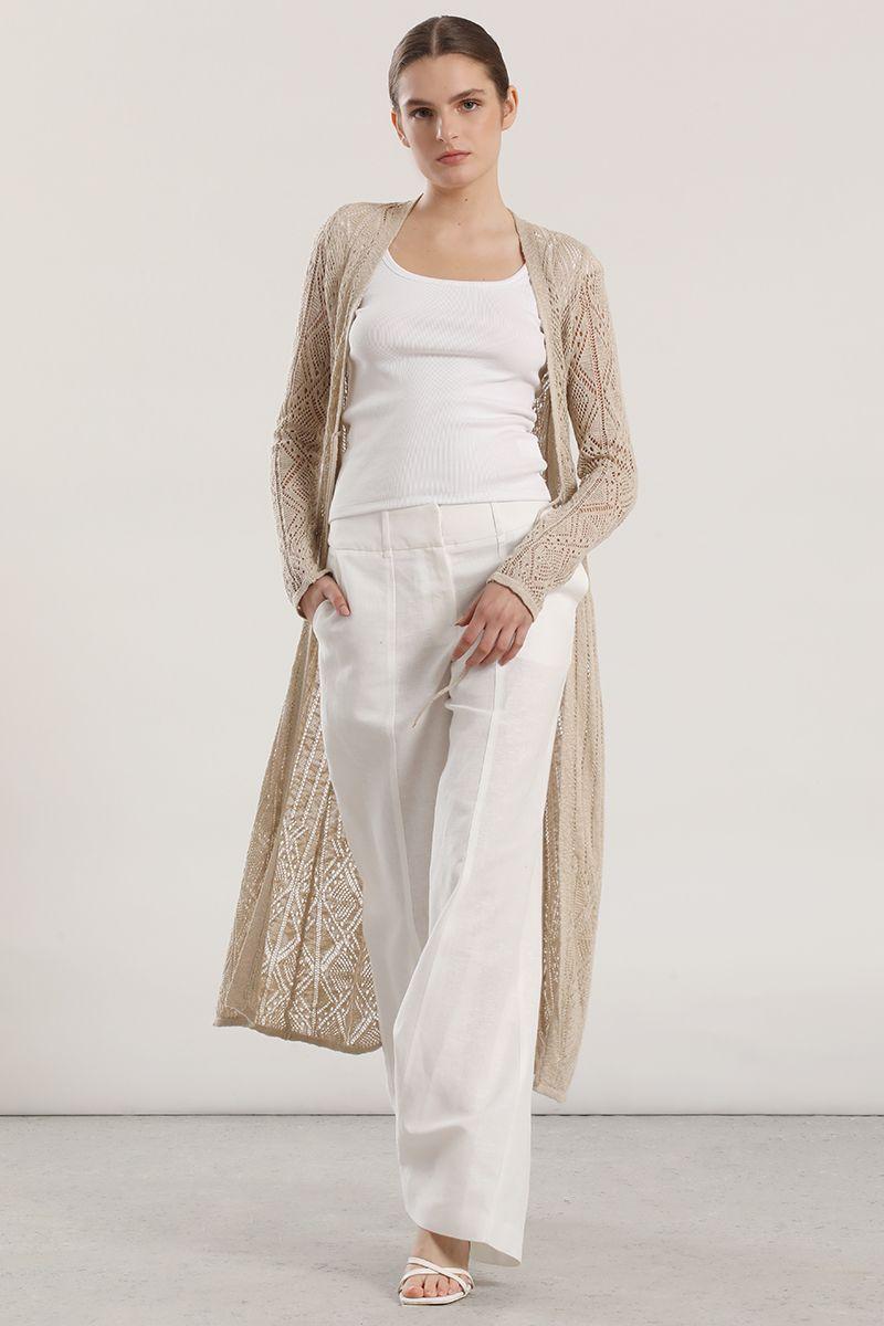 Tapado midi tejido mujer Liola beige-4