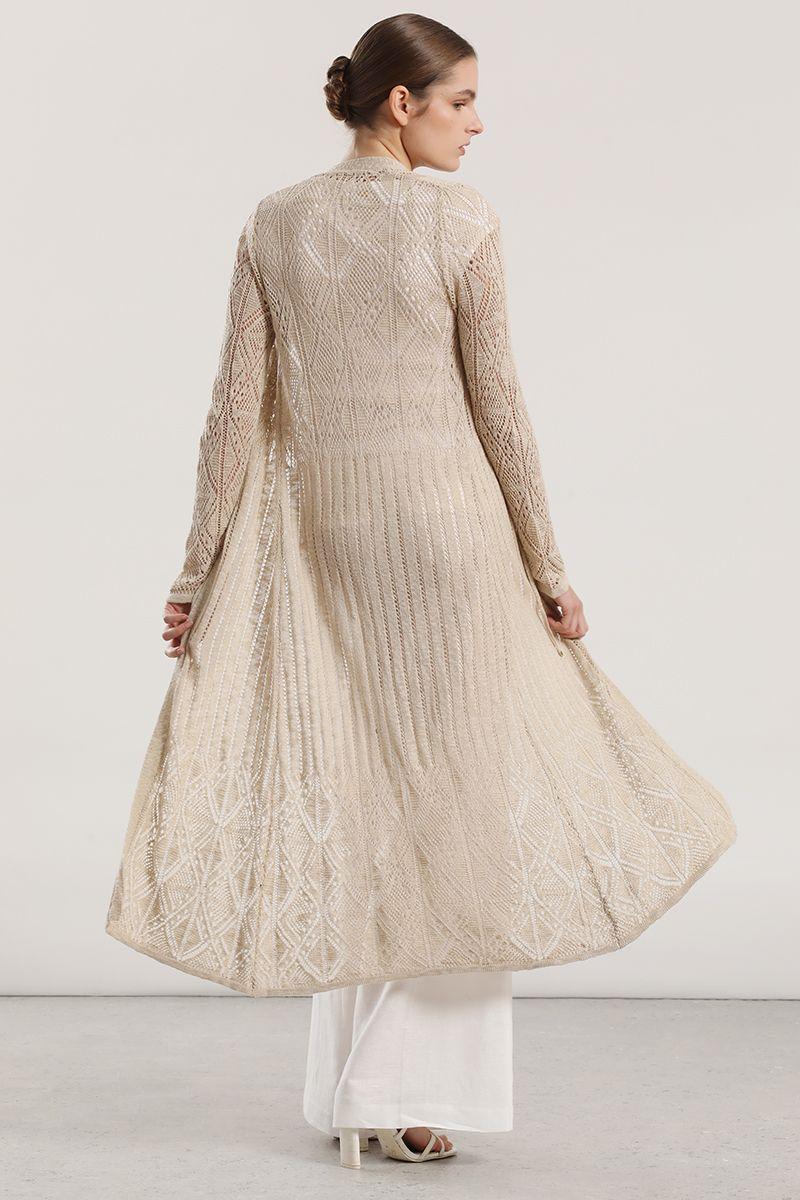 Tapado midi tejido mujer Liola beige-6