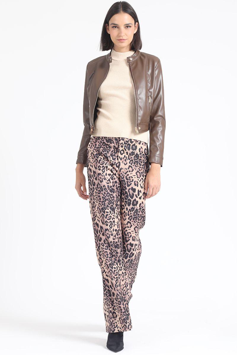 Chaqueta Corta Efecto Cuero, Chocolate Liola-6