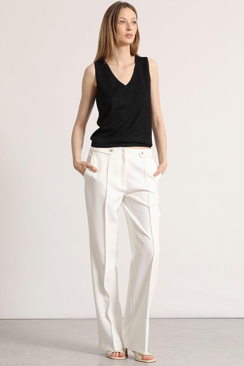 Pantalón recto aplicación Liola mujer crudo-1