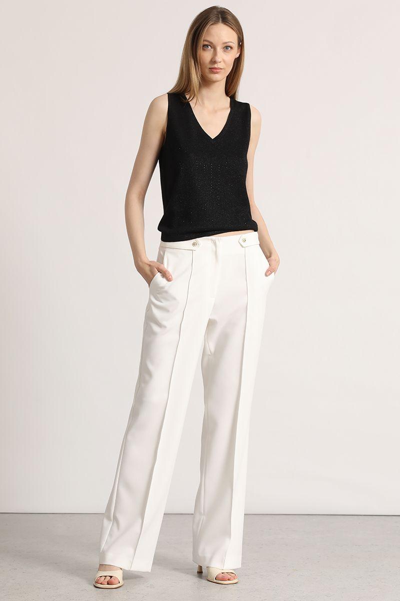 Pantalón recto aplicación Liola mujer crudo-2