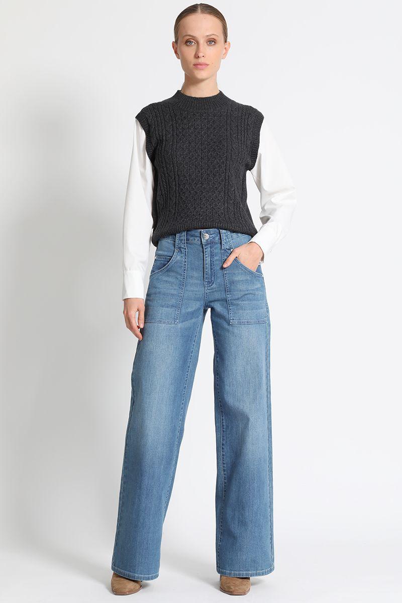 Jeans Tiro Medio Celeste Liola-0