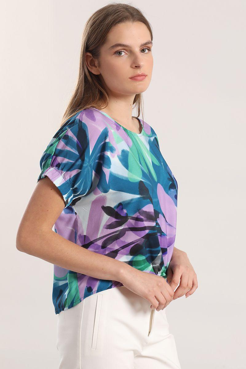 Blusa estampada con recogido liola mujer azul-0