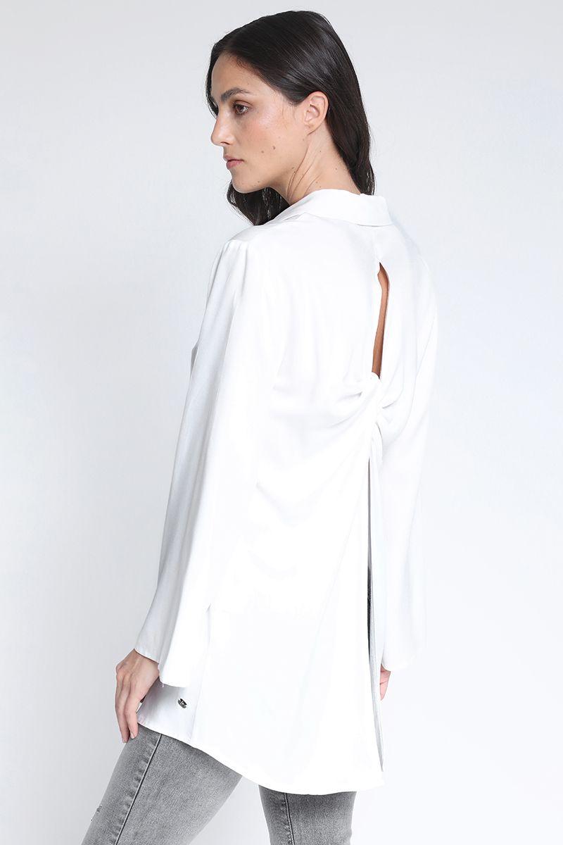 Camisa Larga Con Nudo, Crudo Liola-4