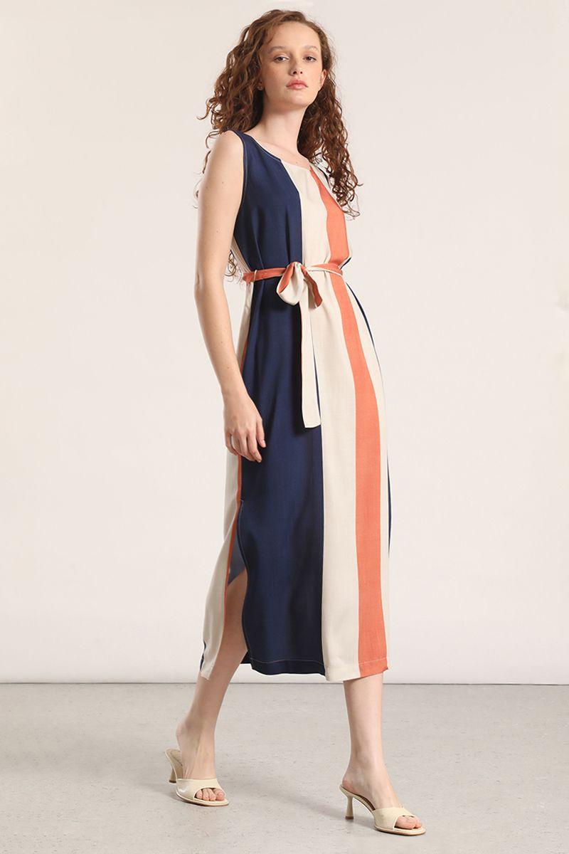 Vestido midi estampado Liola mujer azul-2