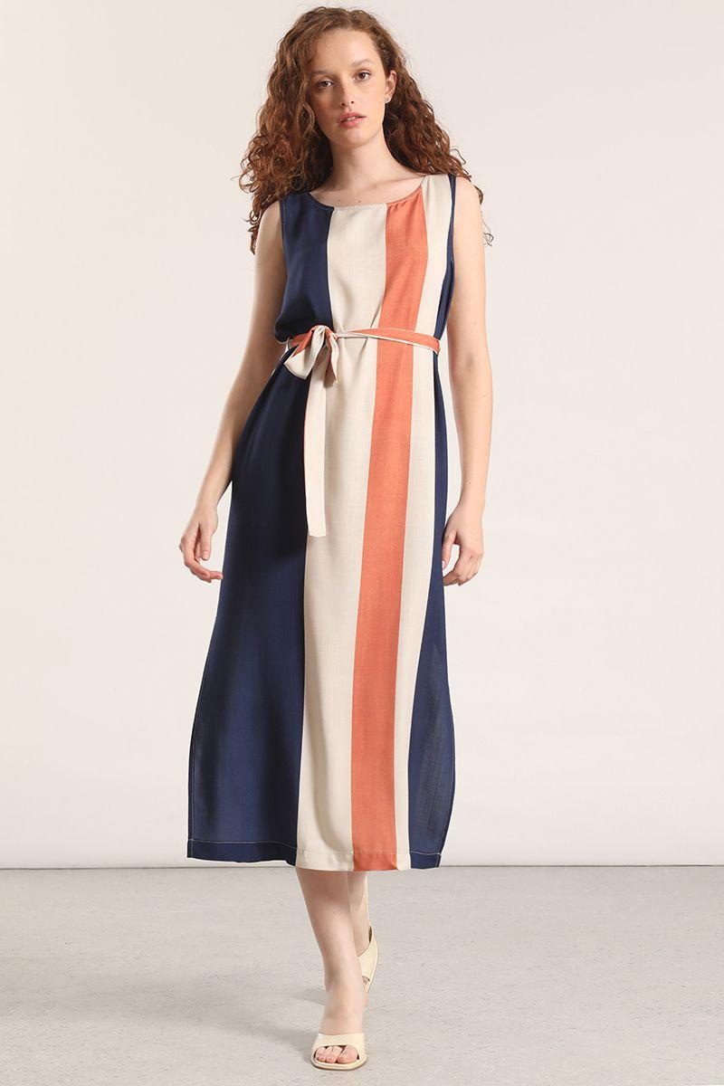 Vestido midi estampado Liola mujer azul-3