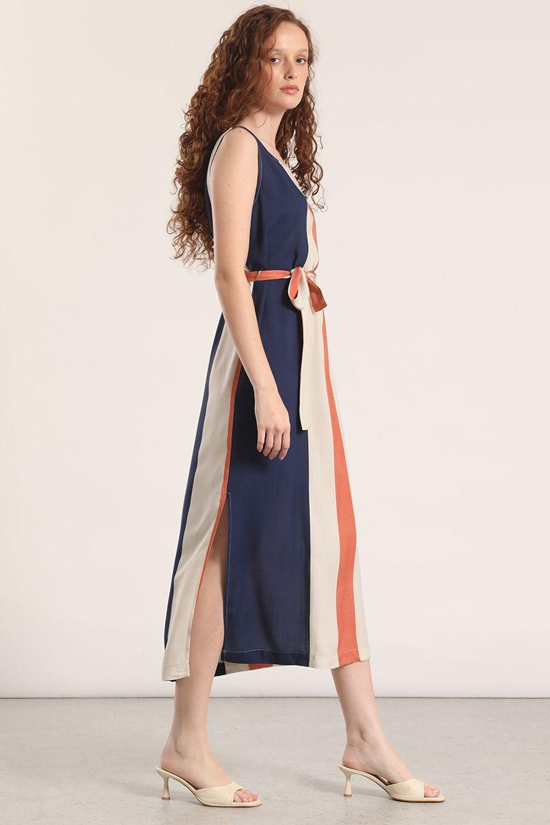 Vestido midi estampado Liola mujer azul-4