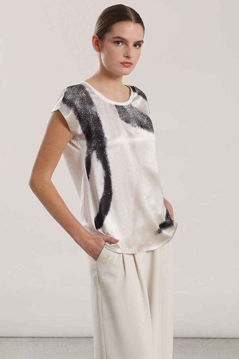 Polera satin mix, mujer Liola crudo-2