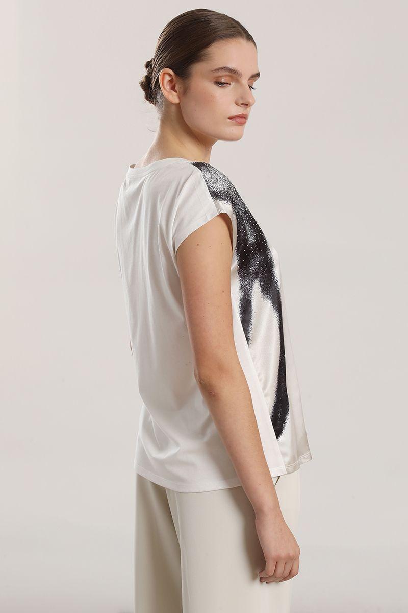 Polera satin mix, mujer Liola crudo-3