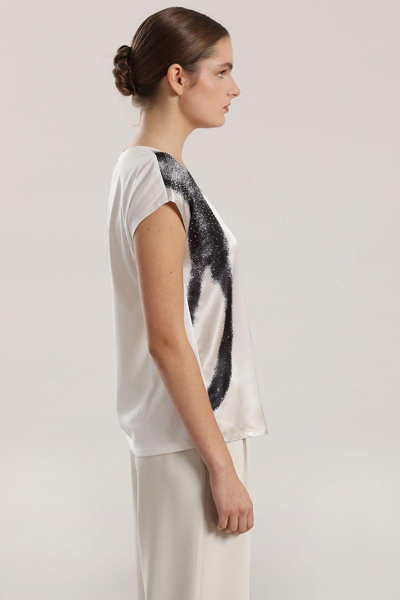 Polera satin mix, mujer Liola crudo-4