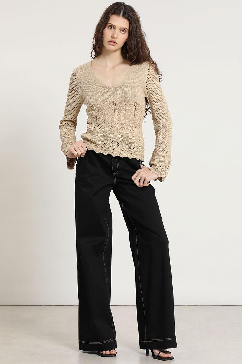 Sweater punto, fantasia, camel Liola-6