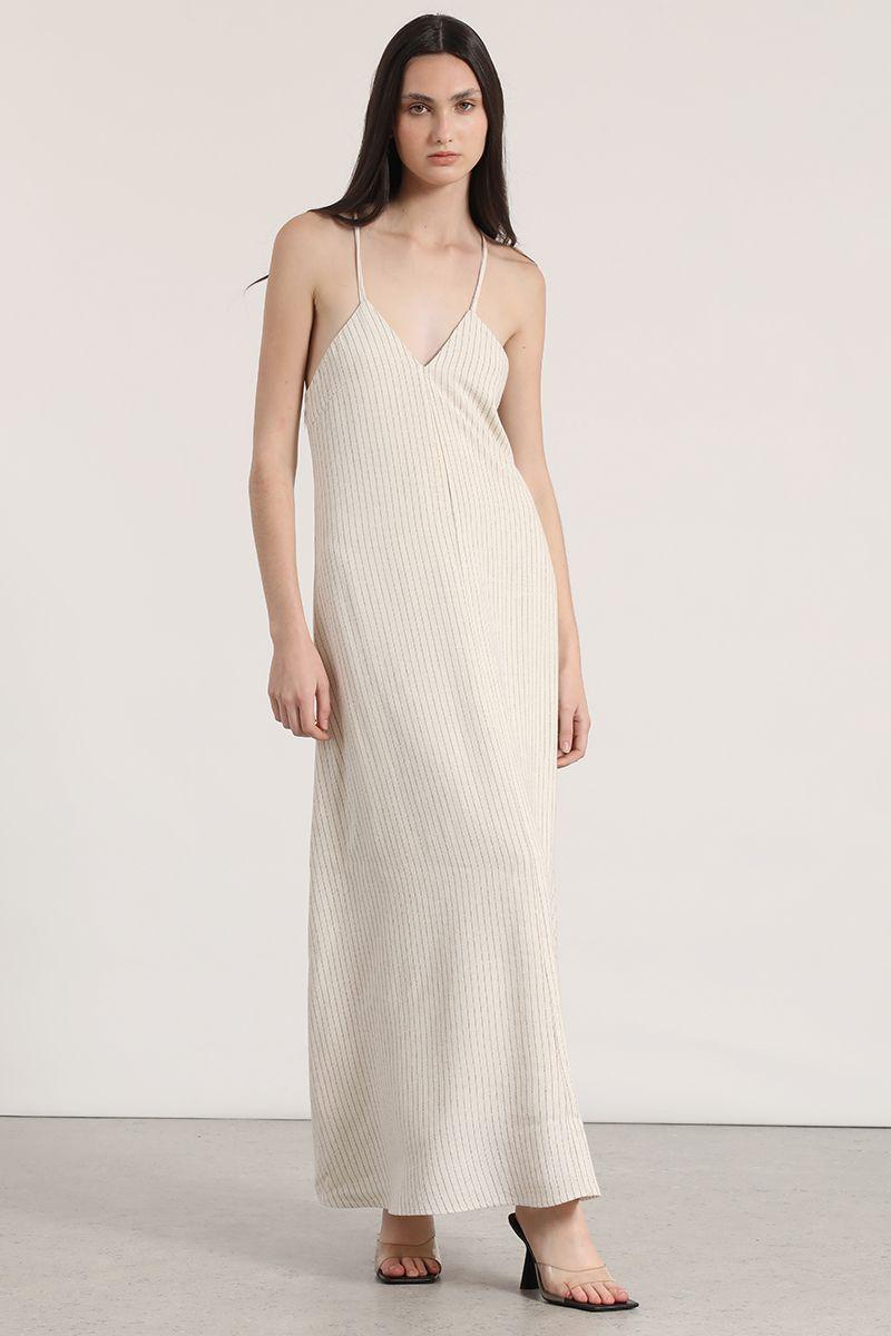 Vestido maxi lino Liola mujer beige-0
