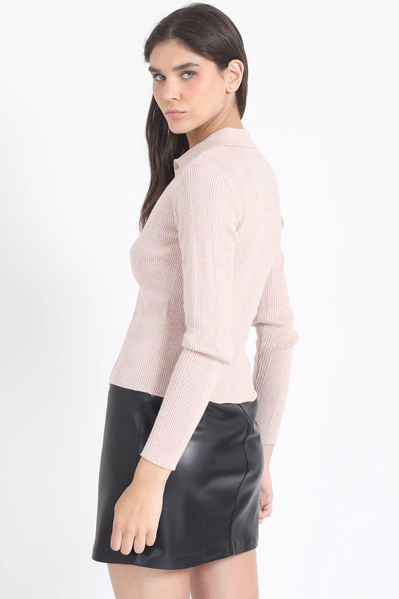 Cardigan Cuello Tejido Punto, Rosa Liola-3