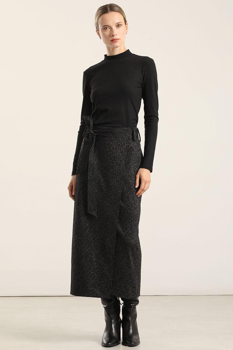 Top Strass Cuello Subido, Negro Liola-1