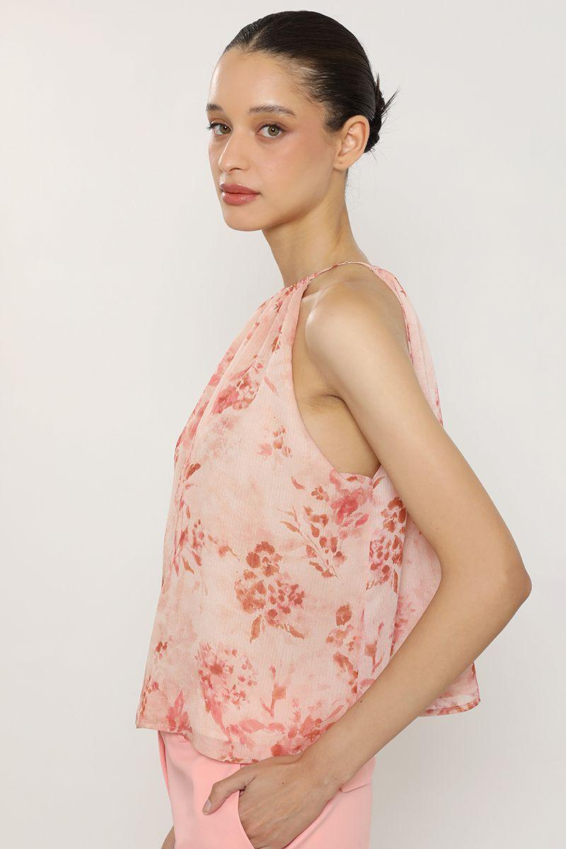 Top halter estampado flores, rosa Liola-2
