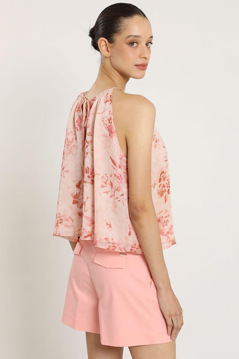Top halter estampado flores, rosa Liola-6