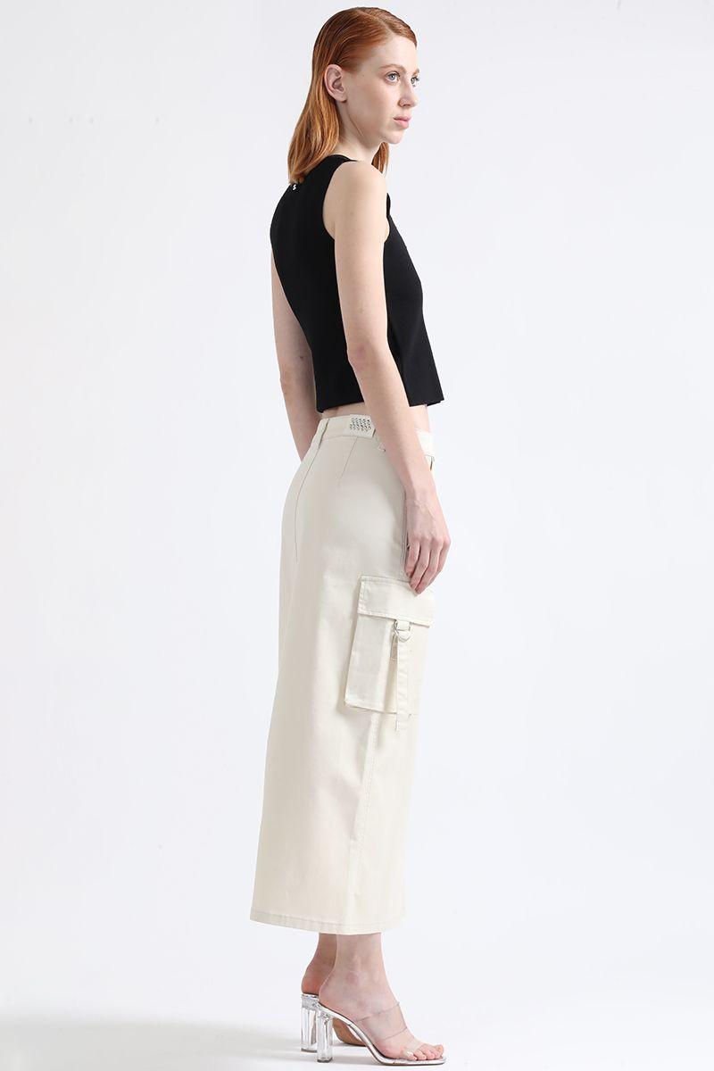 Falda Cargo Gabardina Crudo Liola-4
