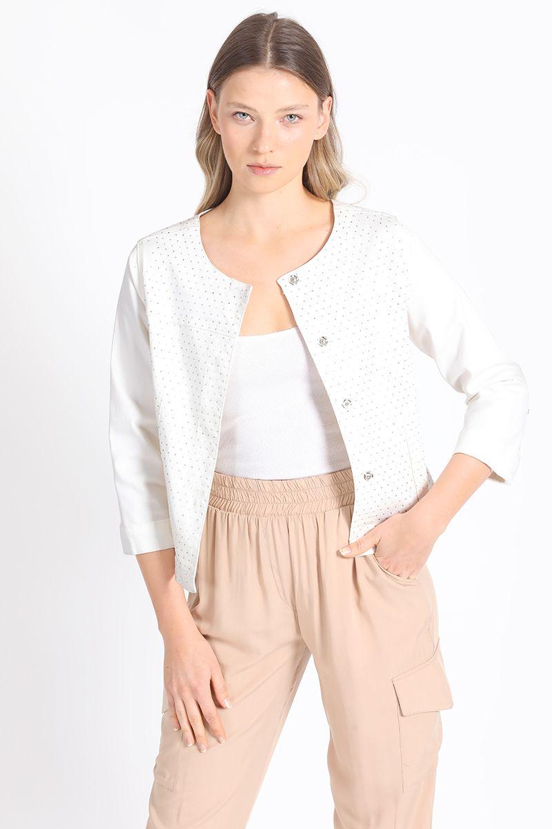 Chaqueta Gabardina Strass, Crudo Liola-0