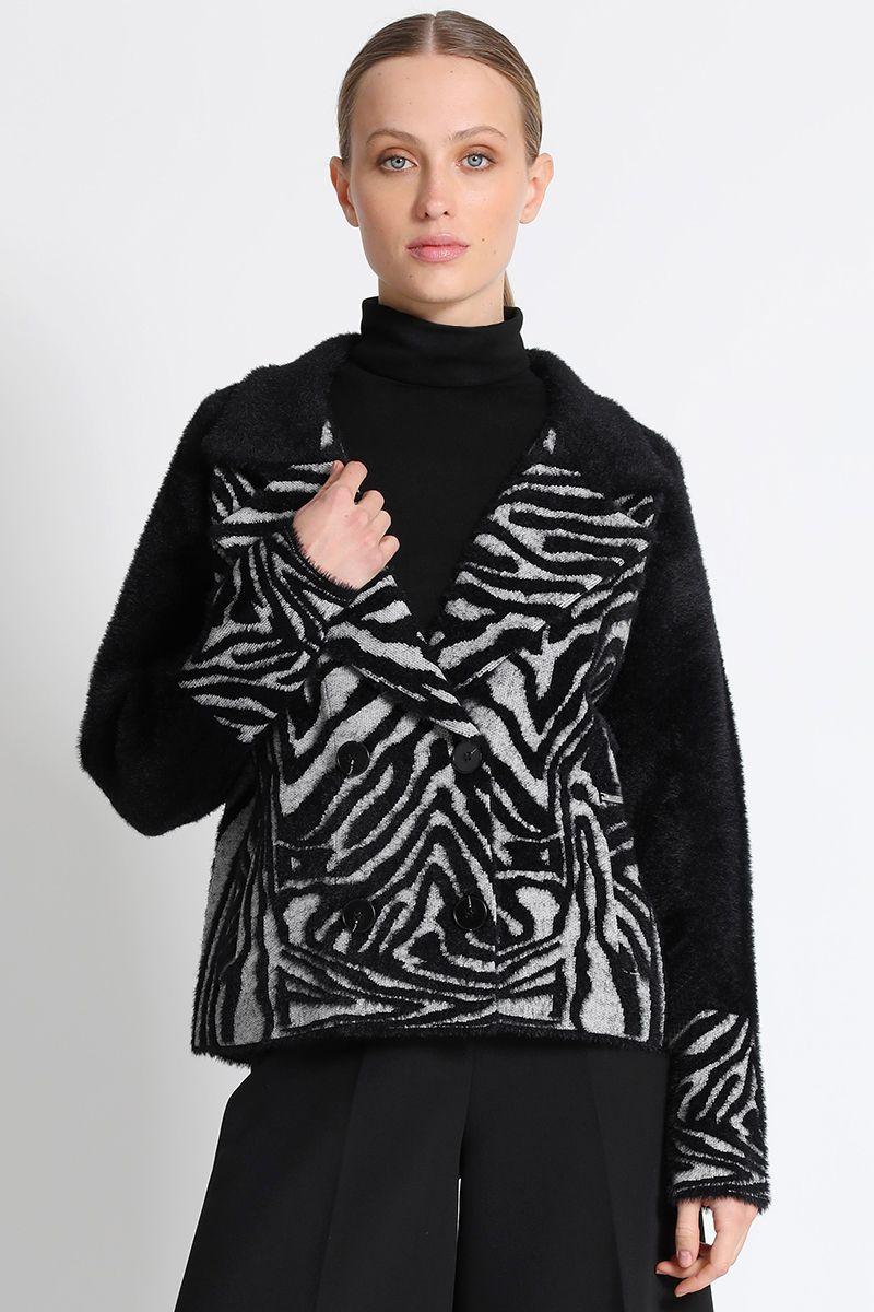 Chaqueta Recta Fantasía Liso Negro Liola-0