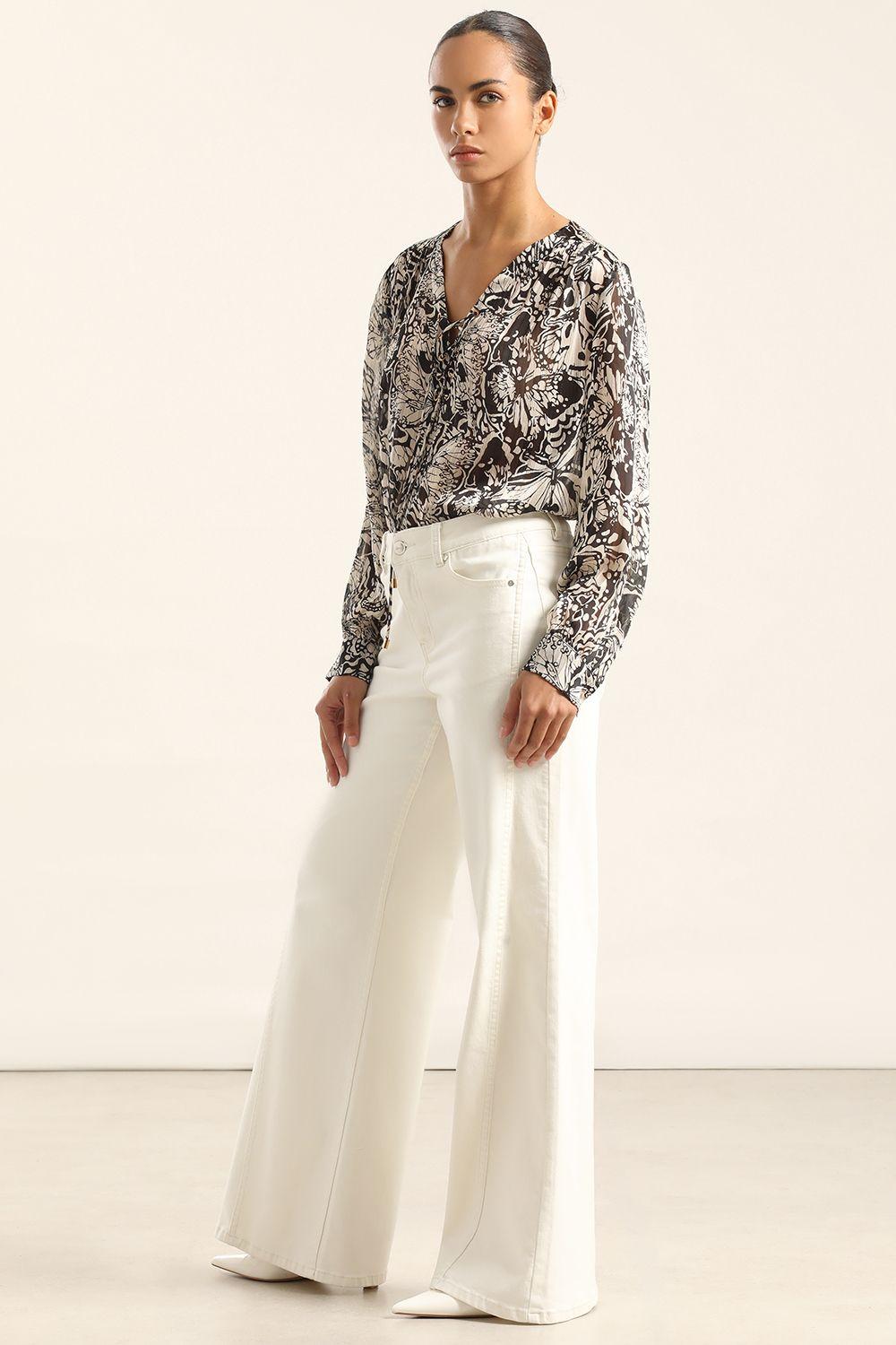 Jeans Color Palazzo, Beige Liola-3