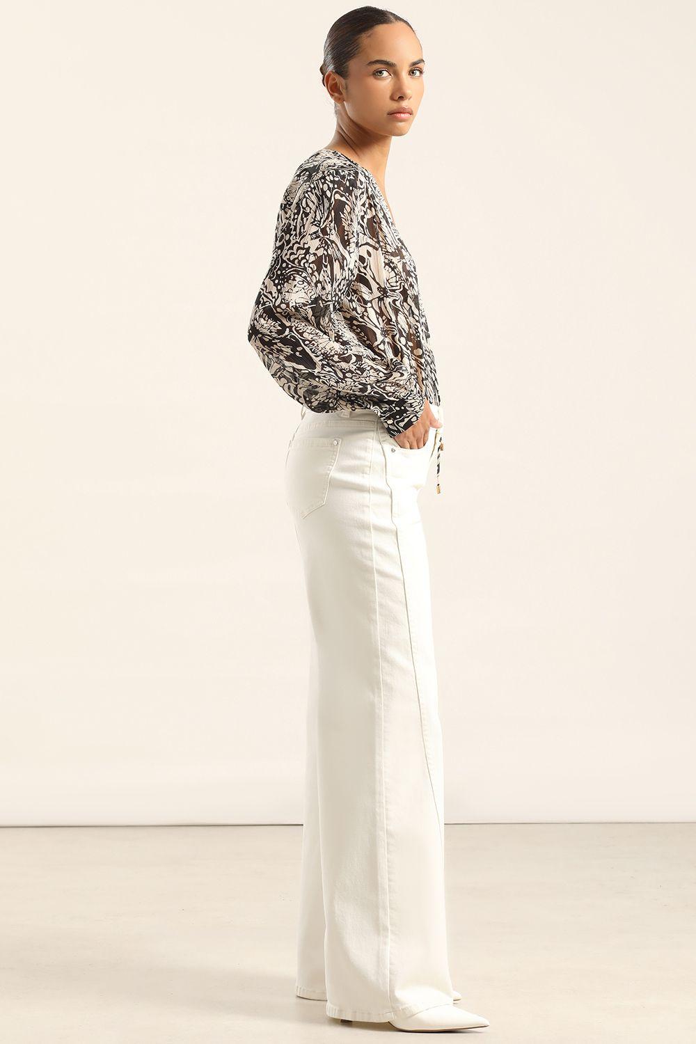 Jeans Color Palazzo, Beige Liola-5