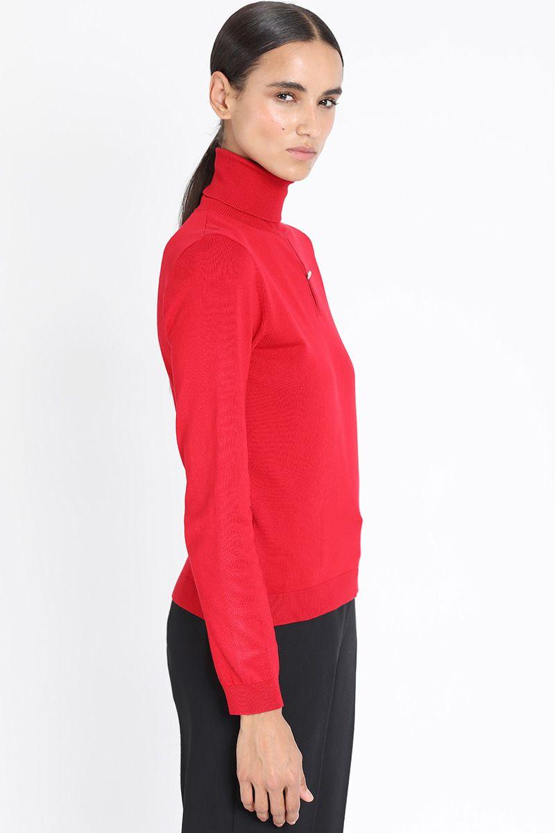 Tejido Punto Escote Boton Joya, Rojo Liola-4