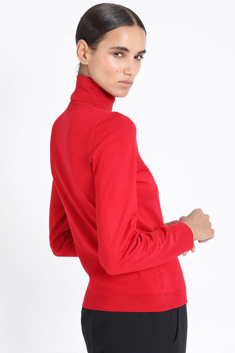Tejido Punto Escote Boton Joya, Rojo Liola-5