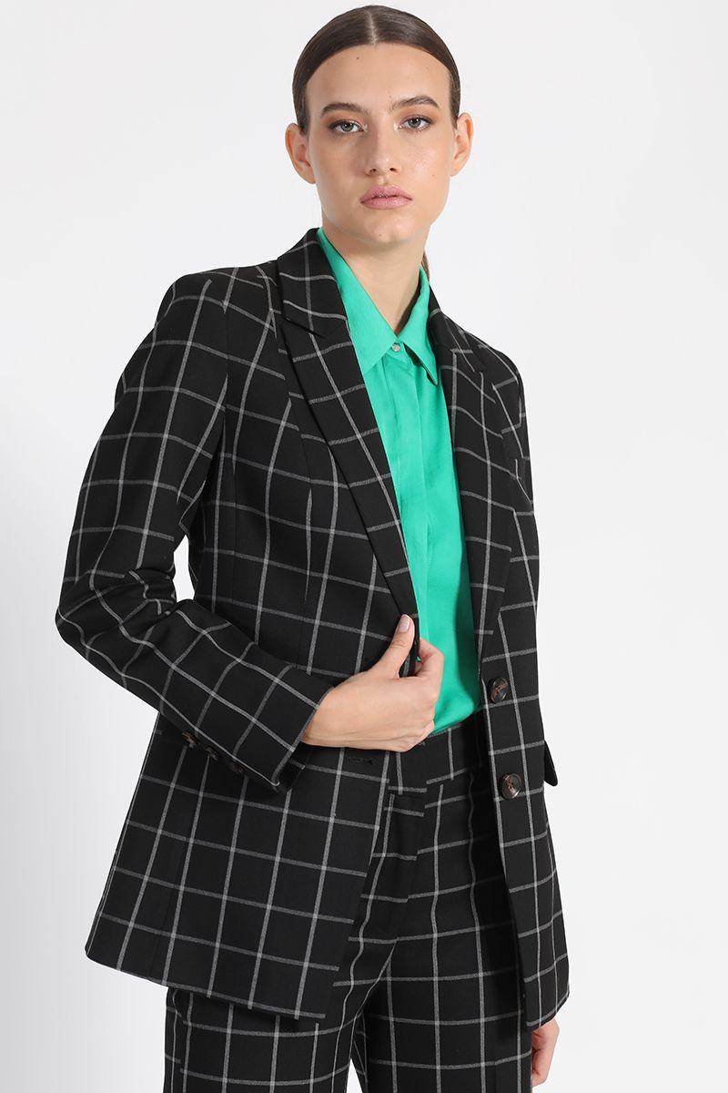 Blazer Entallado Cuadrille Negro Liola-0