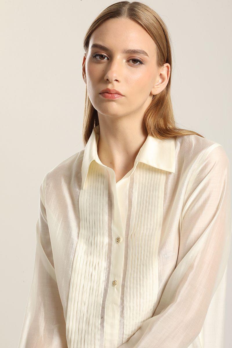 Blusa Alforza Con Lyocell, Crudo Liola-2