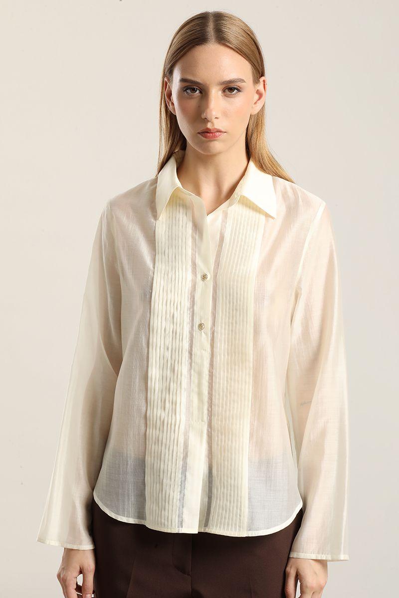 Blusa Alforza Con Lyocell, Crudo Liola-4