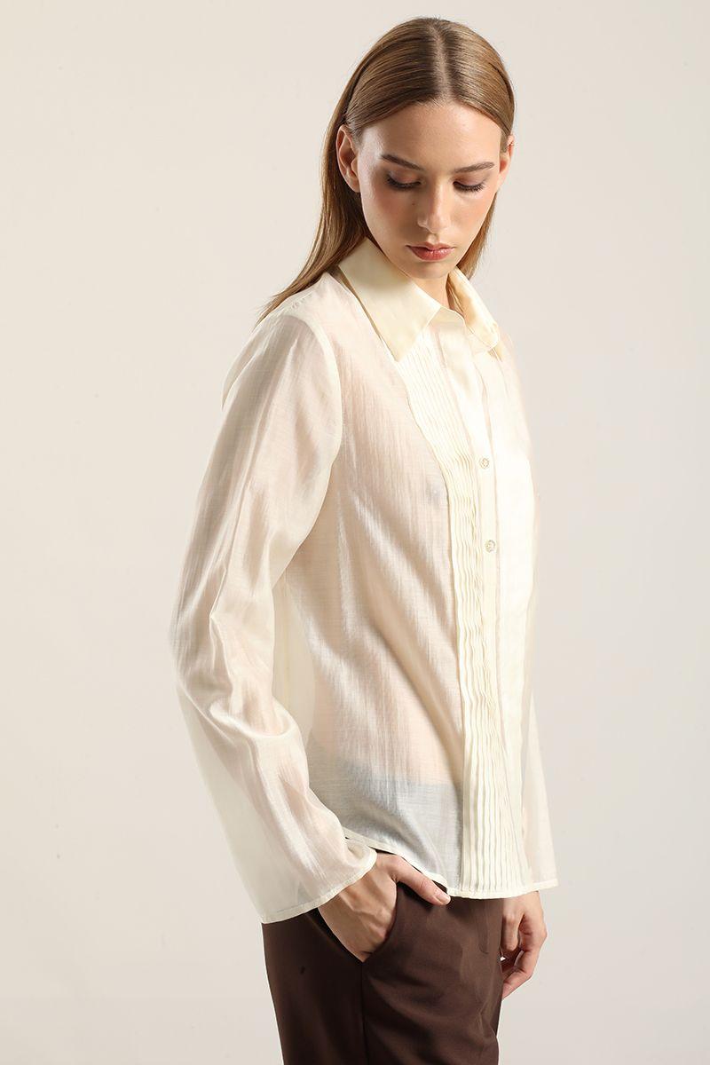 Blusa Alforza Con Lyocell, Crudo Liola-5