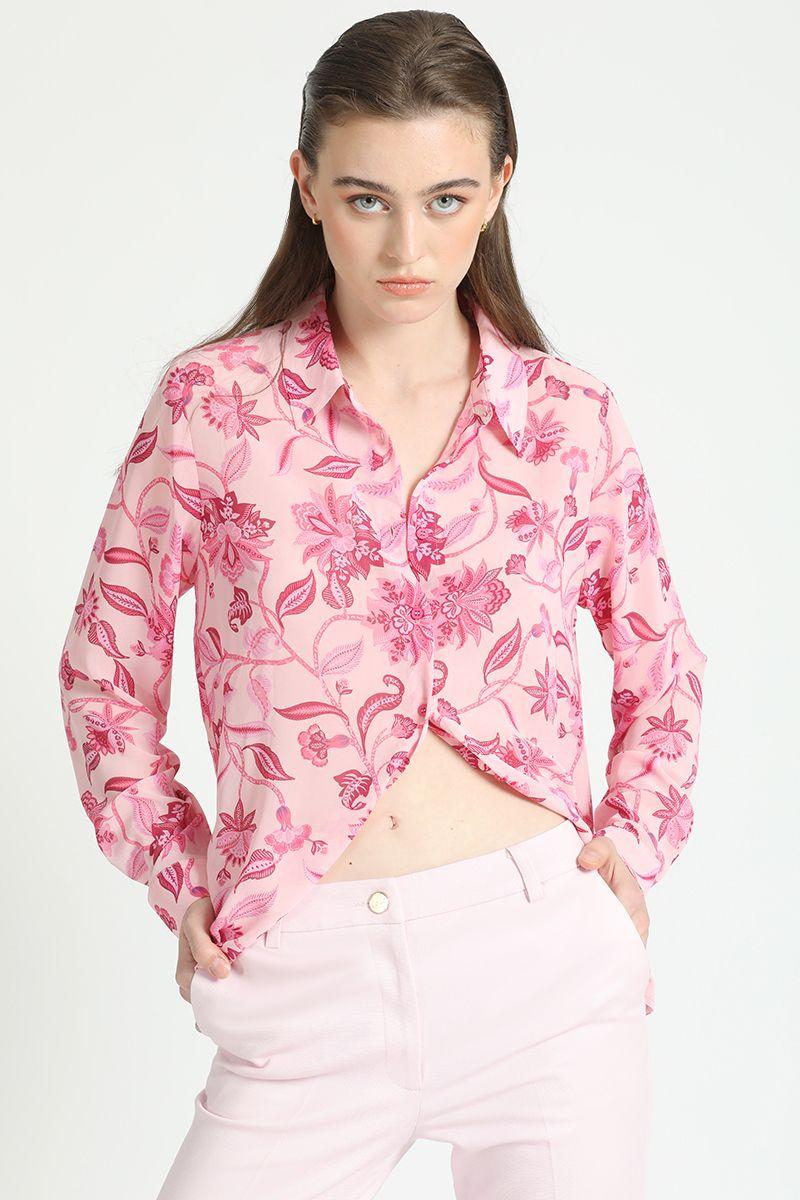 Camisa Gasa Estampada Rosa Liola-0