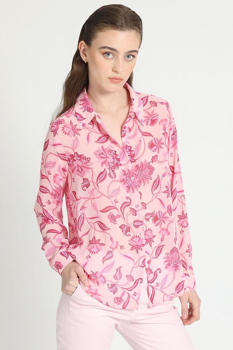 Camisa Gasa Estampada Rosa Liola-1