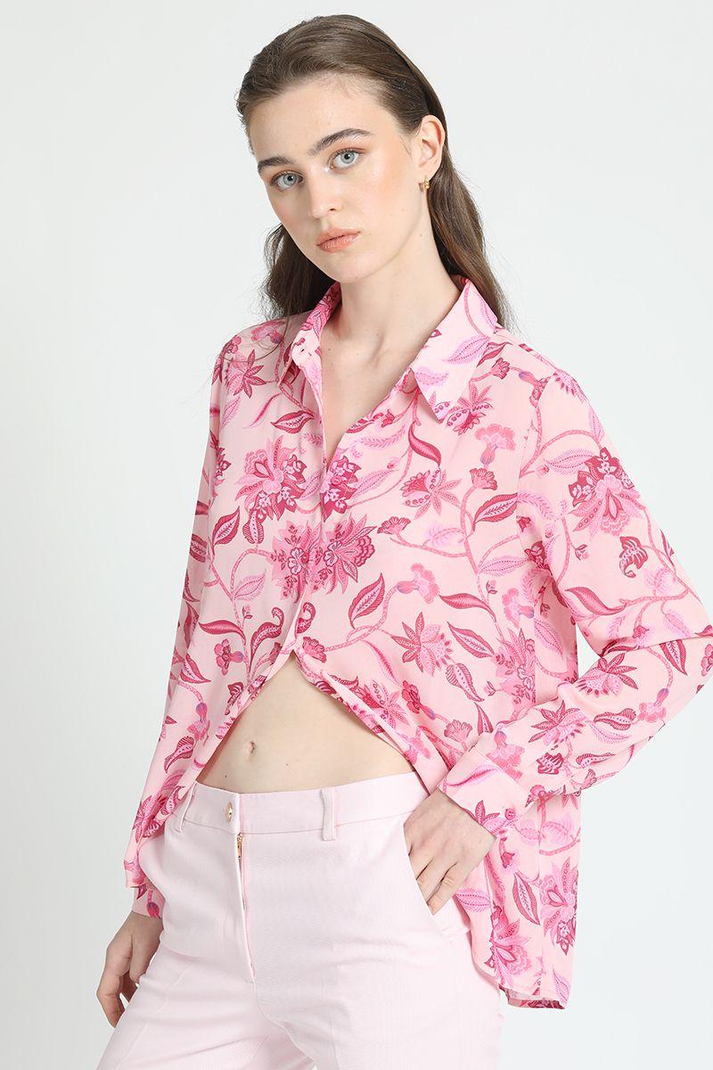 Camisa Gasa Estampada Rosa Liola-3
