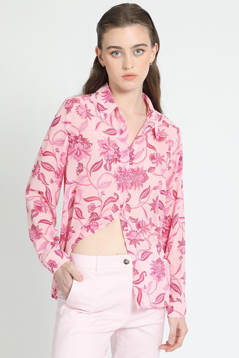 Camisa Gasa Estampada Rosa Liola-4