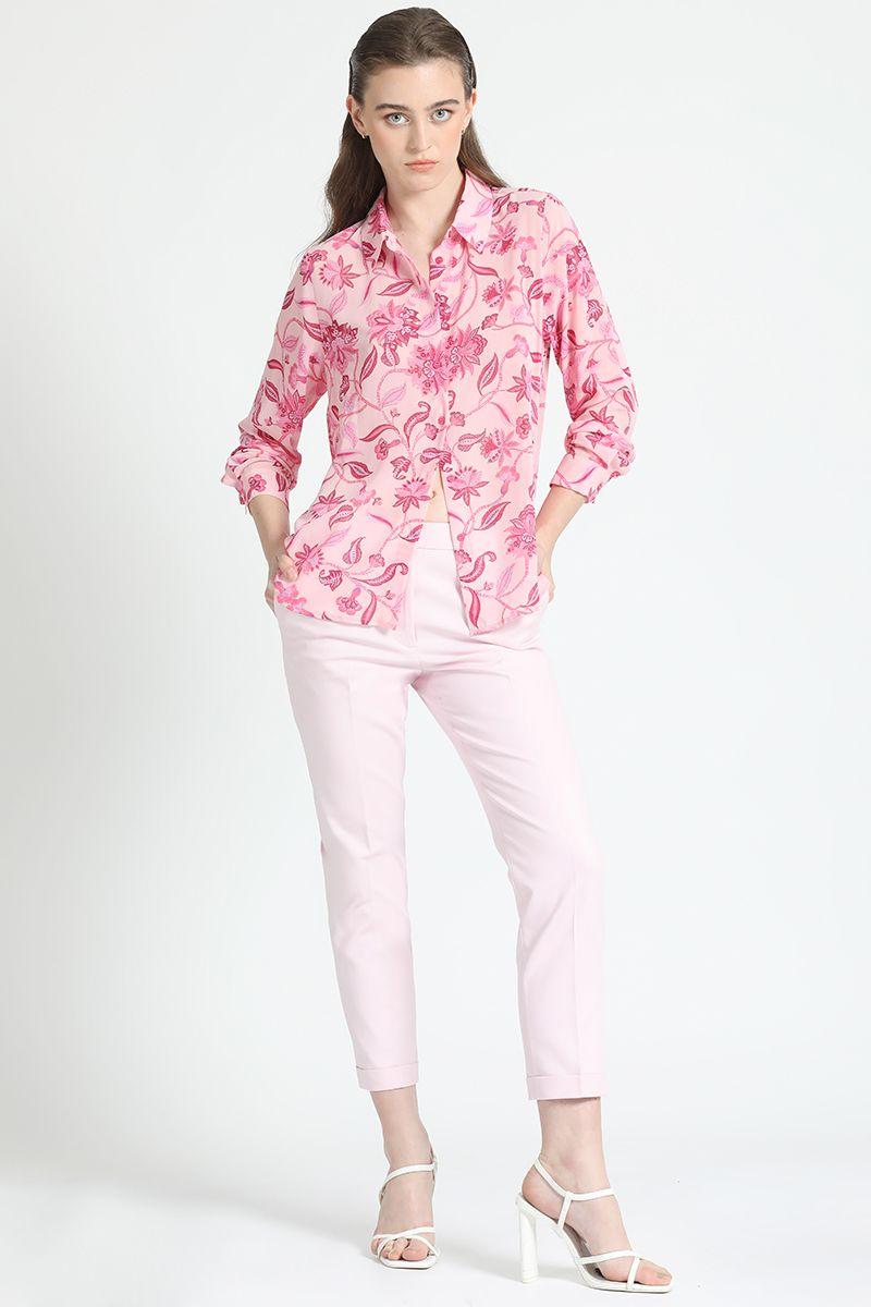 Camisa Gasa Estampada Rosa Liola-5