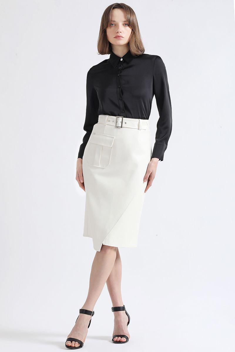 Blusa Cropped Satin, Negro Liola-1