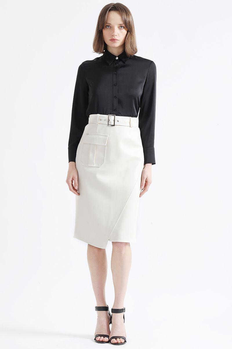 Blusa Cropped Satin, Negro Liola-2