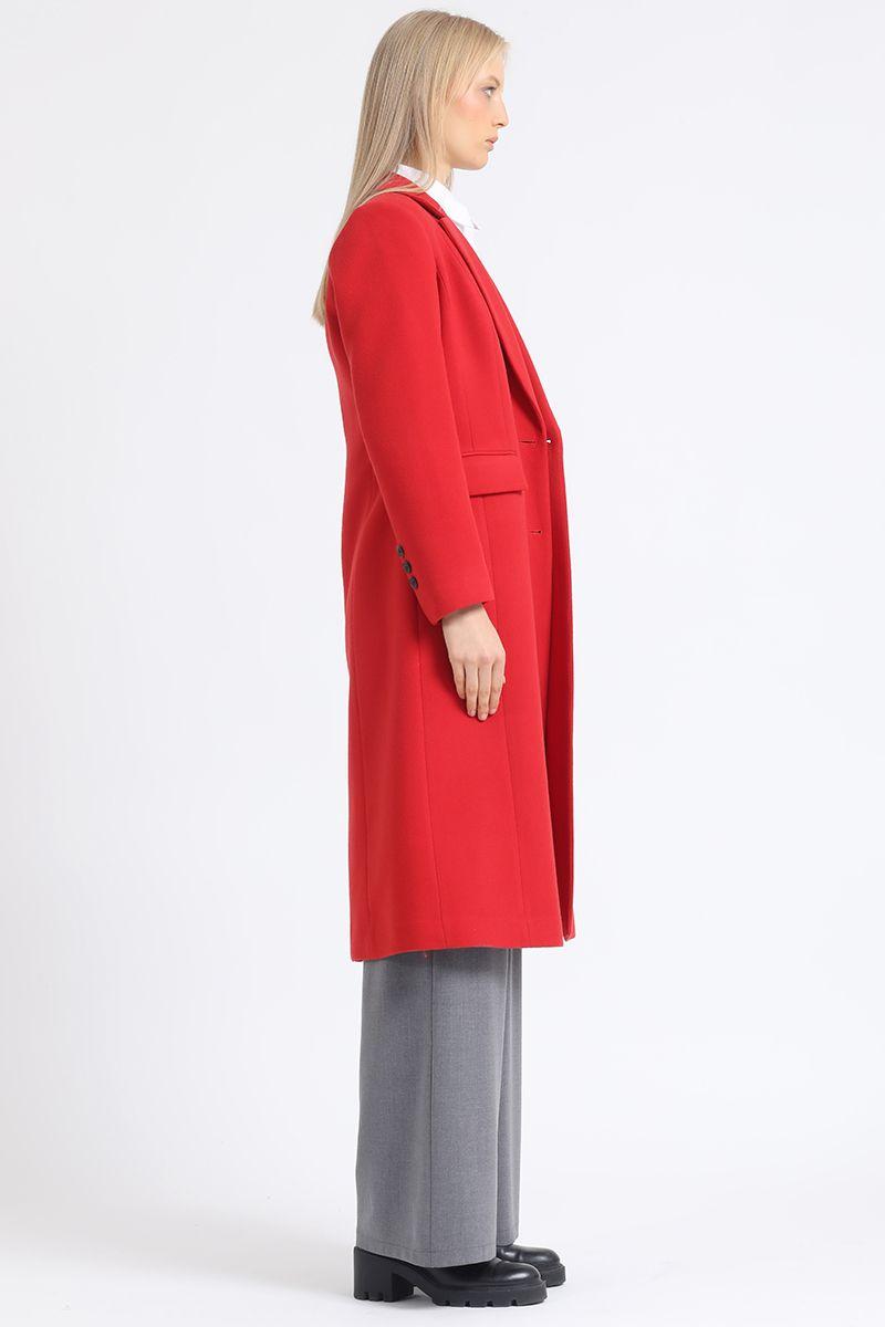 Abrigo Largo Boton Contratono, Muflon Rojo Liola-3