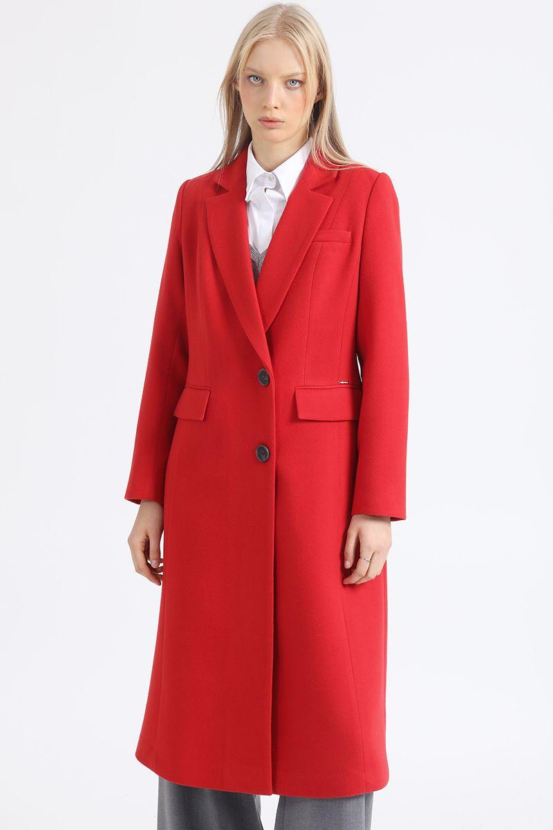 Abrigo Largo Boton Contratono, Muflon Rojo Liola-5