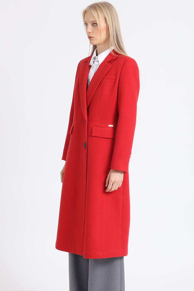 Abrigo Largo Boton Contratono, Muflon Rojo Liola-6